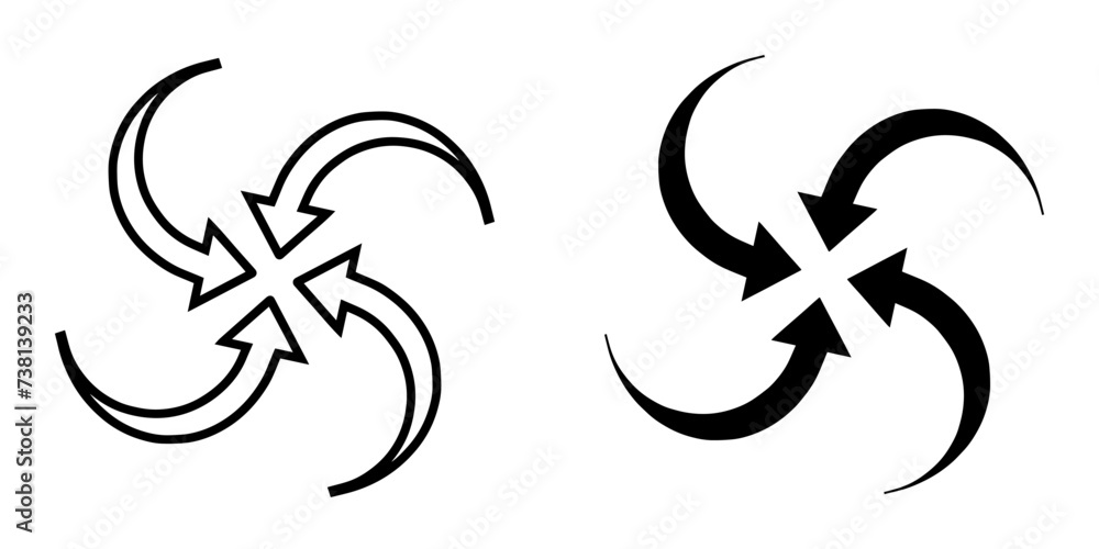 Poster inward arrow icon vector. four arrows icon sign symbol vector. arrow pointing center vector icon ill