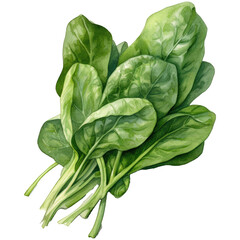Watercolor spinach isolated on transparent background