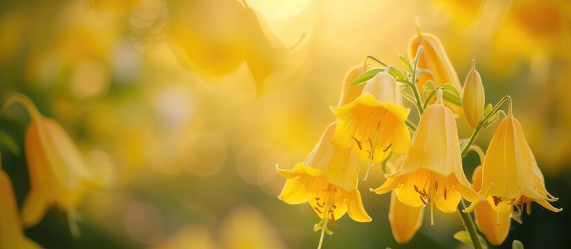 Close-up of a blurry yellow bell flower with naturalism