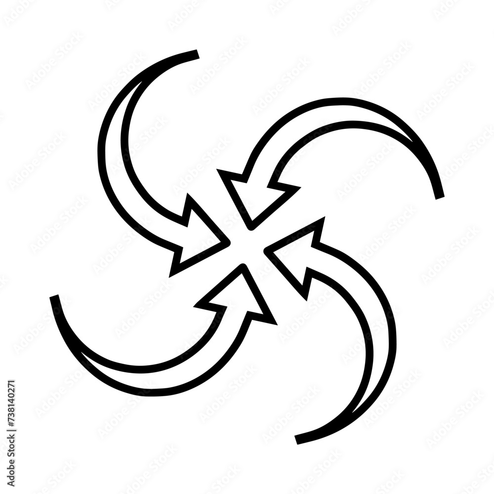 Poster inward arrow icon vector. four arrows icon sign symbol vector. arrow pointing center vector icon ill