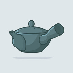 Unique Style Kettle sticker design vector illustration. Kitchen interior object icon concept. Kitchen Teapot with closed lid sticker design with shadow. Restaurant kettle icon logo.