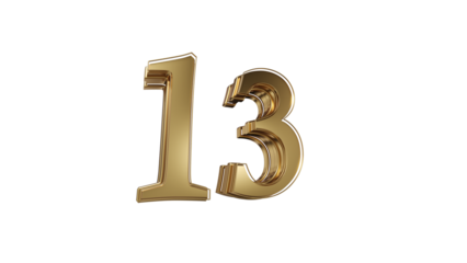 3d number 13gold 3d numbers element for design