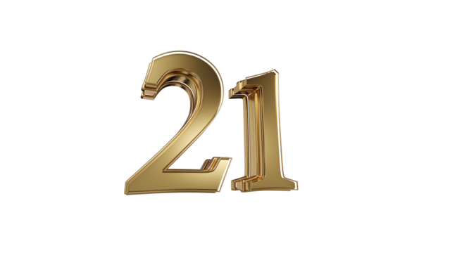 3d number 21gold 3d numbers element for design