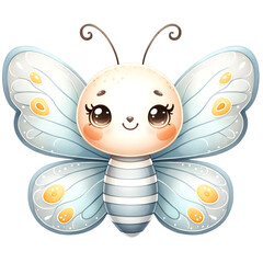 Naklejka premium Cute butterfly watercolor clipart with transparent background