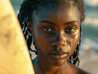 Black African American Surfer Girl