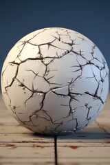 Cracked sphere on a rusty metal surface