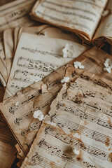 Horizontal image of vintage notes