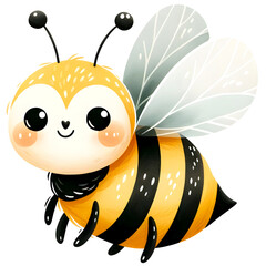 Cute watercolor bee clipart with transparent background