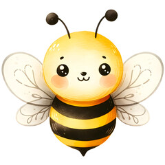 Cute watercolor bee clipart with transparent background