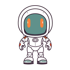 cartoon alien android, robot or astronaut  vector illustration isolated transparent background logo, cut out or cutout t-shirt print design