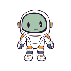 cartoon alien android, robot or astronaut  vector illustration isolated transparent background logo, cut out or cutout t-shirt print design