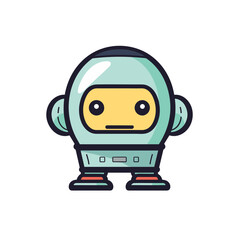 cartoon android, robot or astronaut  vector illustration isolated transparent background logo, cut out or cutout t-shirt print design