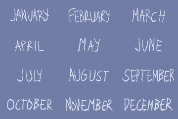 Obraz premium Handwritten names of months : January - December