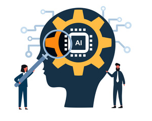 business people using Artificial intelligence tools for data analysis to generate something, Futuristic technology transformation.