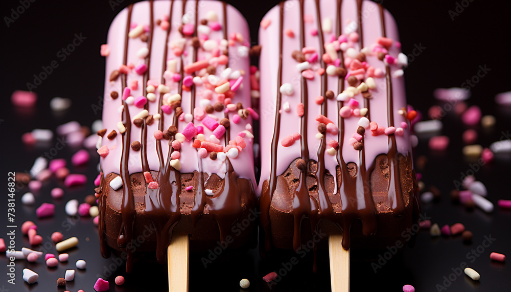 Canvas Prints Homemade chocolate dipped cake pops, a sweet indulgence for parties generated by AI