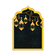 lantern islamic with background islamic illustration 