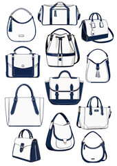 Navy White Designer Handbag Fashion Icons