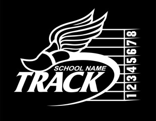 track and field team design with winged foot for school, college or league sports © EarlFergusonClipart