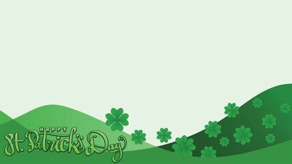 happy st patricks day. floral of shamrock clover leaf and hand drawn title. in green bastract background With Copy Space Area vector illustration template