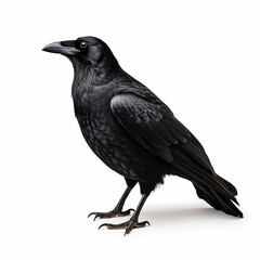 3d photo of black crow on white background made with generative ai