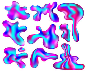 the set of vector realistic glossy bubbles or blots in Y2k style