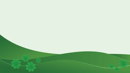 green floral of clover shamrock leaf with green abstract nature backgorund. copy space area for custom text or presentation, print and announcemenet template vector illustration