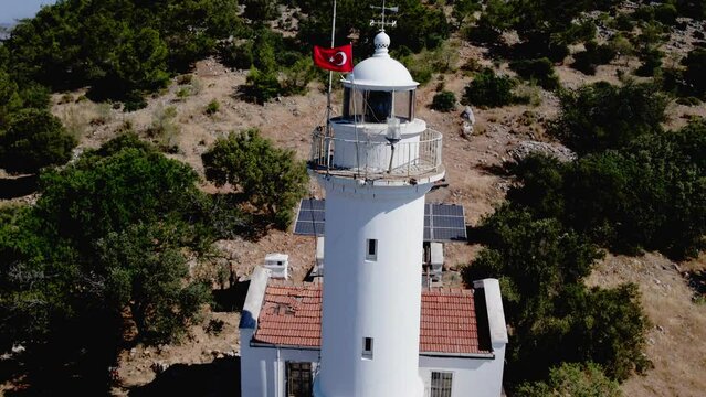 aerial view of Gelidonya lighthouse on Lycian Way.