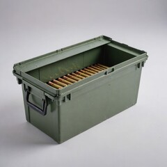 container filled with bullets isolated on white