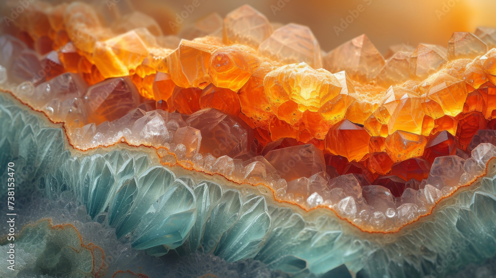 Aufkleber texture of intricate patterns and grooves forming on a crystal as it ages.