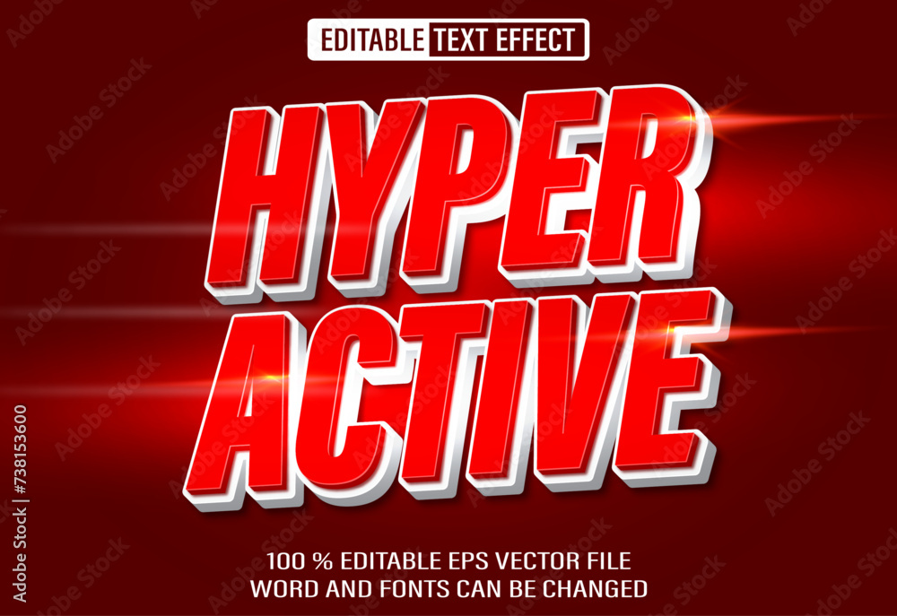Poster editable 3d text style effect - hyper active text effect template
