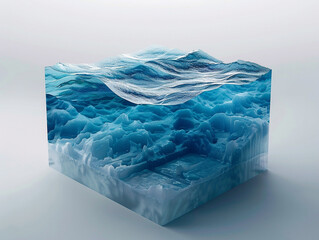 Abstract 3D of the paradoxical relationship between the oceans vastness and its fragility
