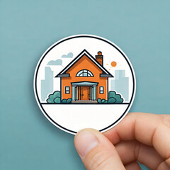 Hand holding a real estate concept badge