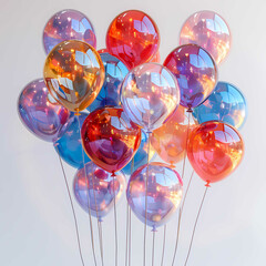 Vibrant Bunch of Colorful Balloons on a Clear Background