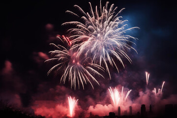 4th of July sparkler fireworks. Happy fourth of July USA independence day, celebration with sparklers, fireworks on American flag background. Concept Independence, Memorial, Holiday, Veterans