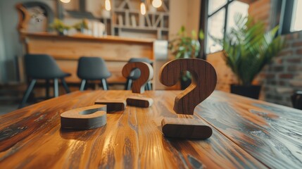 Question mark heap on table concept for confusion, question or solution