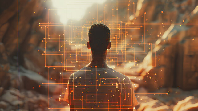 A conceptual illustration of generative video, text to video AI advancement, graphic representation for presentation, and banner