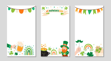 St. Patrick's day frame. For Social media long greeting stories post. Holidays vertical template set