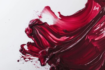 red color Acrylic Paint Strokes on a Canvas Creating Artistic Texture