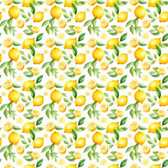 seamless watercolour lemon pattern