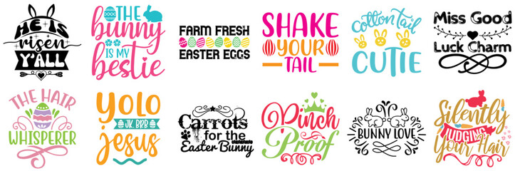 Minimal Easter Trendy Retro Style Illustration Bundle Vector Illustration for Infographic, Advertisement, T-Shirt Design