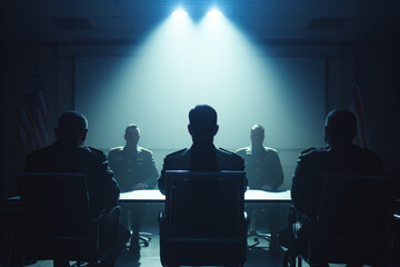 The Council of Shadows: Military Leaders in a Top-Secret Strategy Session - obrazy, fototapety, plakaty