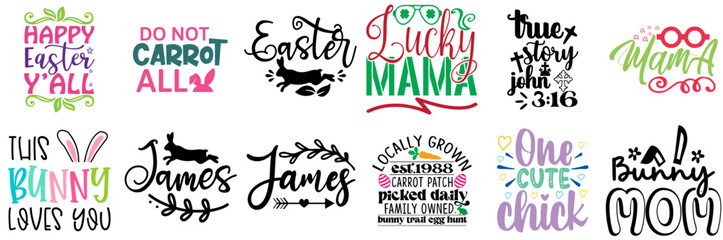 Creative Easter and Spring Calligraphic Lettering Bundle Vector Illustration for Holiday Cards, Printable, Announcement