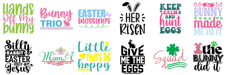 Minimalist Easter and Spring Typographic Emblems Bundle Vector Illustration for Banner, Icon, Presentation
