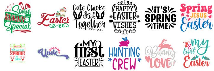 Elegant Easter Hand Lettering Bundle Vector Illustration for Motion Graphics, Newsletter, Infographic
