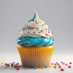 Cupcake with cream and sprinkles