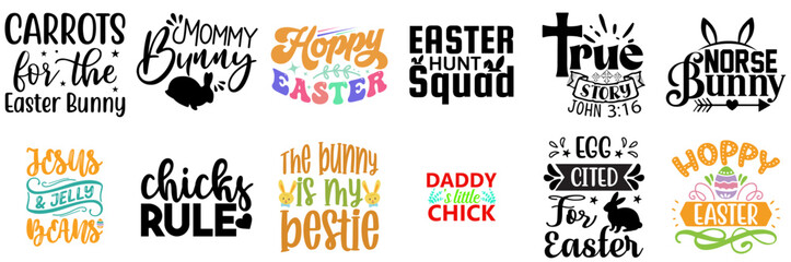 Vibrant Easter Sunday Phrase Bundle Vector Illustration for Holiday Cards, Mug Design, Magazine