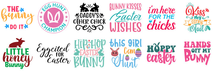 Elegant Easter Hand Lettering Set Vector Illustration for Greeting Card, Newsletter, Postcard