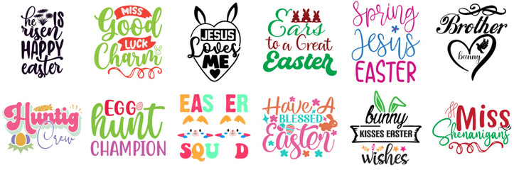 Cute Easter and Spring Labels And Badges Collection Vector Illustration for T-Shirt Design, Logo, Postcard