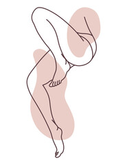 Female legs. Female body. Sensual woman. Body positivity, self love, femininity concept. Linear flat vector illustration on white background