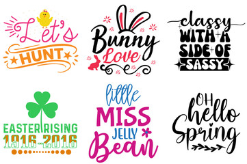Vibrant Easter Day Calligraphic Lettering Bundle Vector Illustration for Advertising, Printable, Social Media Post